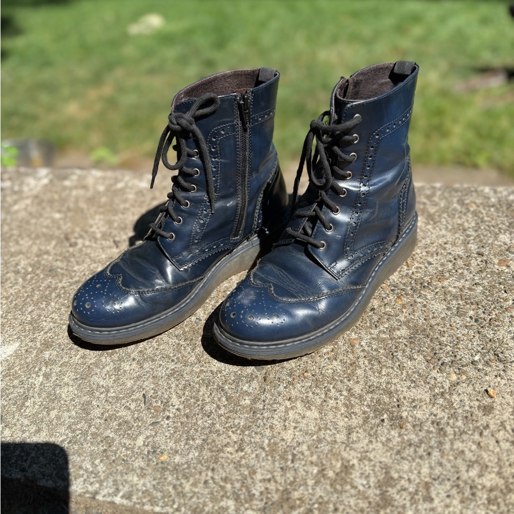 Barneys New York Navy Combat Boots EU38 W7